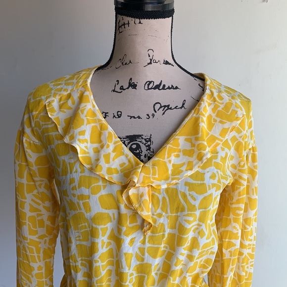 Anthropologie Girls From Savoy silk yellow… - Picture 3 of 7